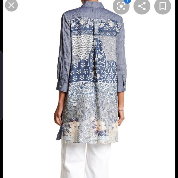 Johnny Was Laite 3/4 Length Sleeve Scarf tunic - Picture 1 of 6